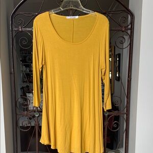 Flowing, Mustard Yellow Tunic Top